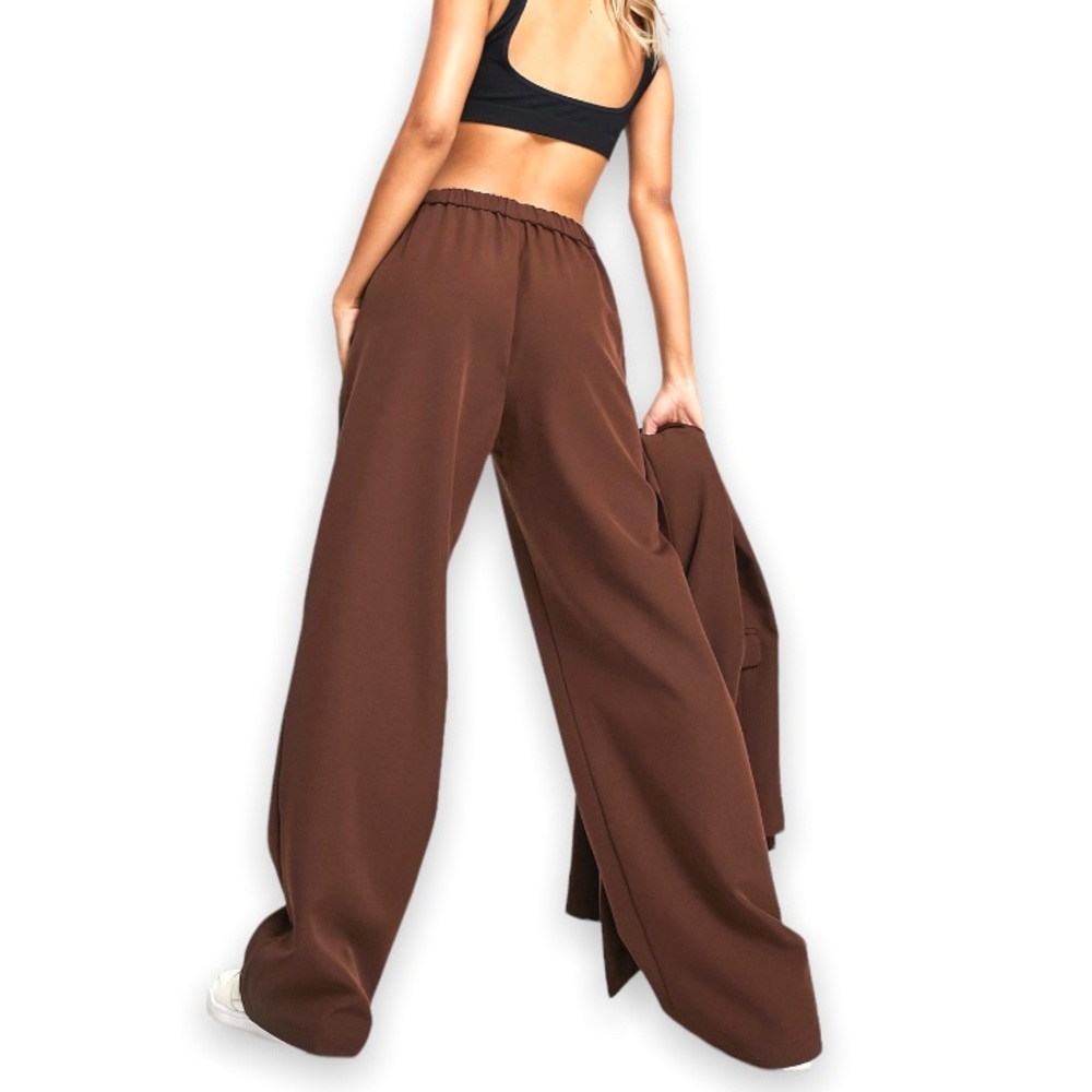 Shinestar Woman’s Tan Tailored Khaki Pleated Dress Pants Elastic Waist Band - Picture 4 of 15